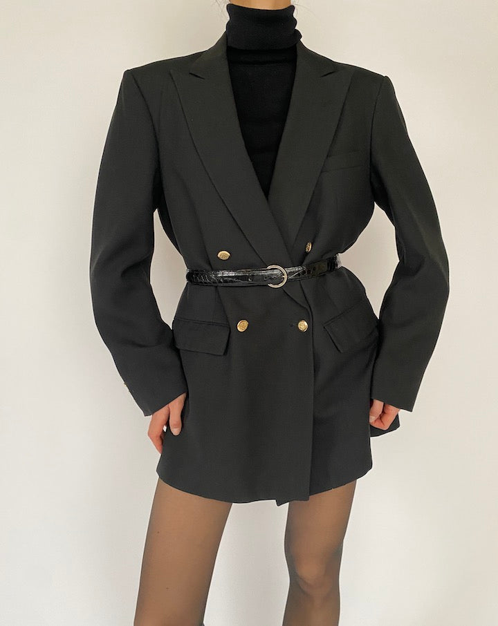 Vintage Black Blazer with Detailed Gold Buttons 5295