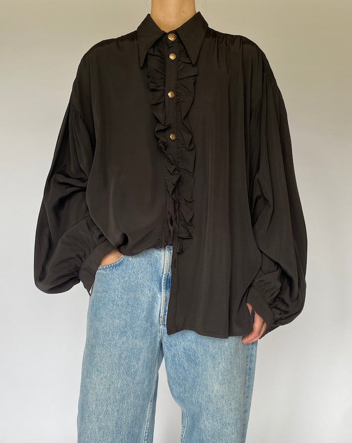Vintage Oversized Black Blouse 5322
