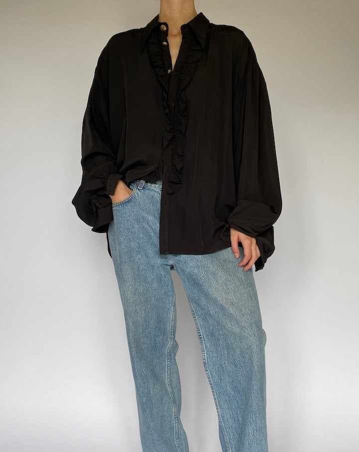 Vintage Oversized Black Blouse 5322