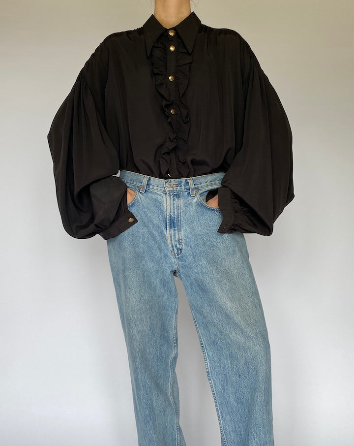Vintage Oversized Black Blouse 5322