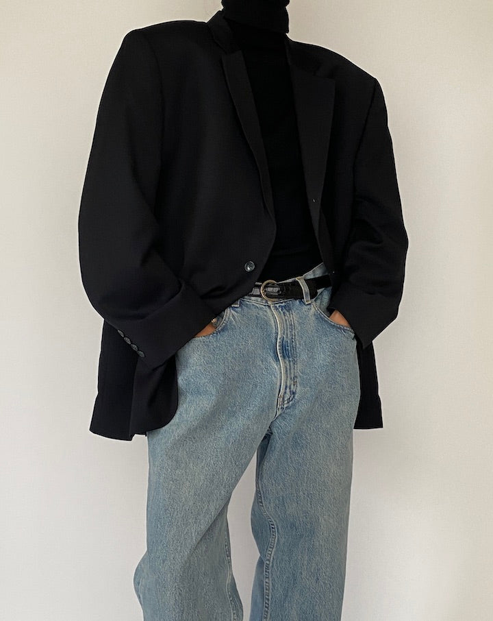 Vintage Black Wool Blazer 5280