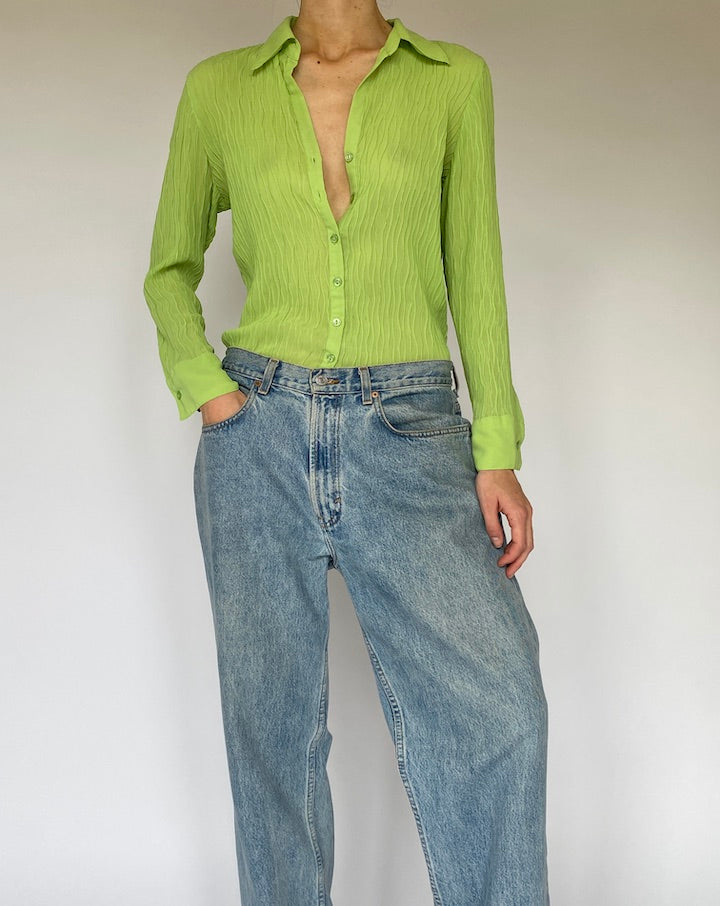 Vintage Green Textured Blouse 5321