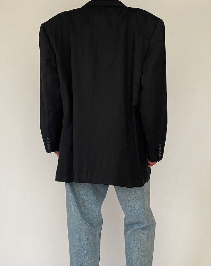 Vintage Black Wool Blazer 5280