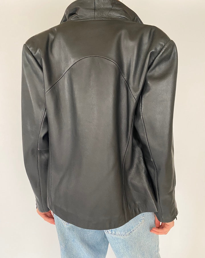 Vintage Black Leather Jacket 4463