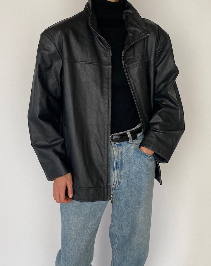 Vintage Black Leather Jacket 5269