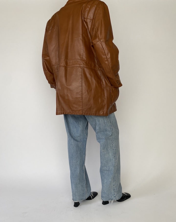 Vintage Brown Oversized Leather Jacket 5285