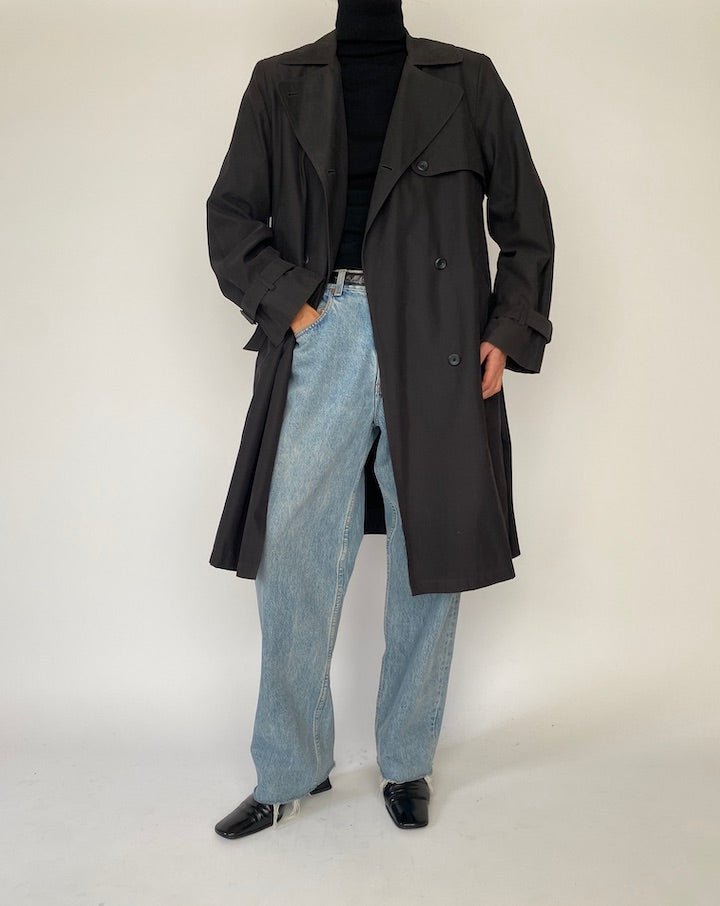 Vintage Black Trench Coat 5289