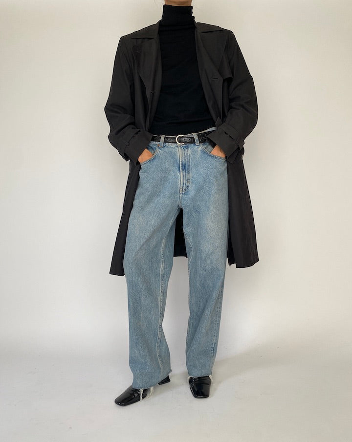 Vintage Black Trench Coat 5289