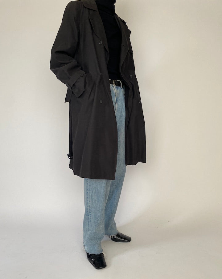 Vintage Black Trench Coat 5289