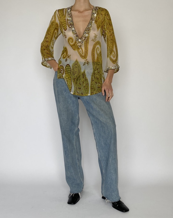 VINTAGE SHEER PRINTED TOP 4230