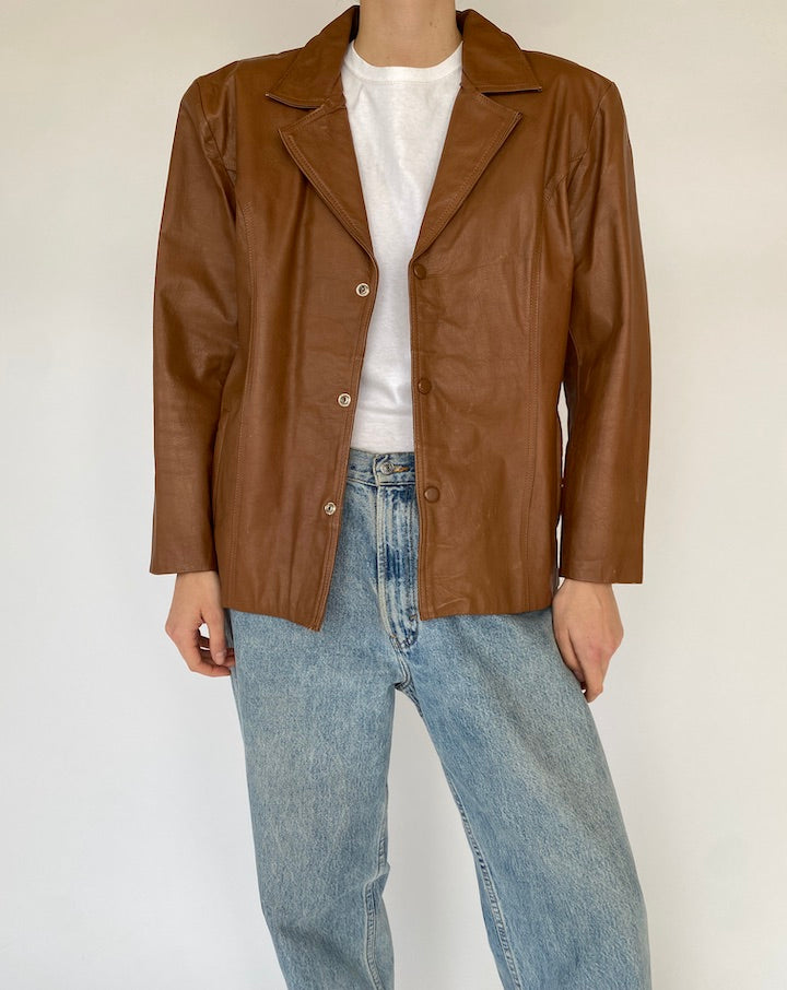 Vintage Brown Leather Jacket 4915