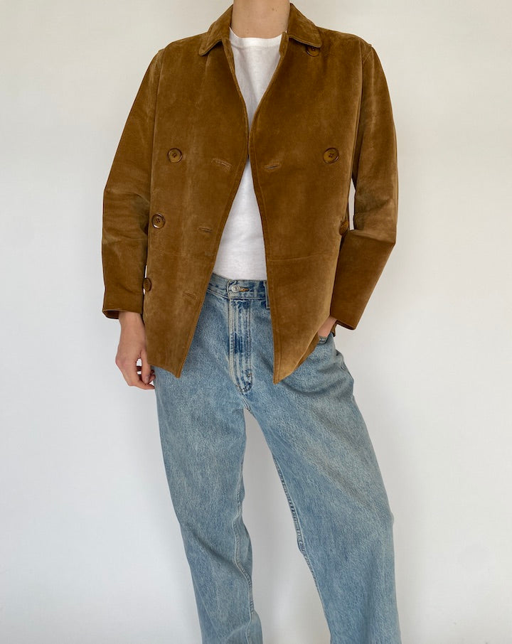 Vintage Brown Suede Leather Jacket 4847