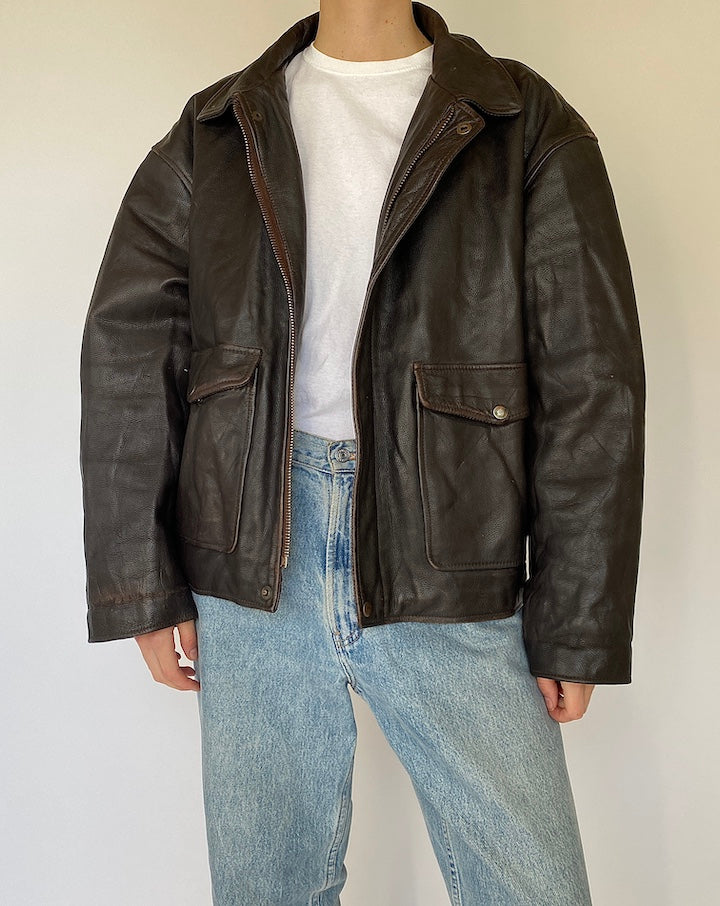 Vintage Brown Leather Jacket 5463