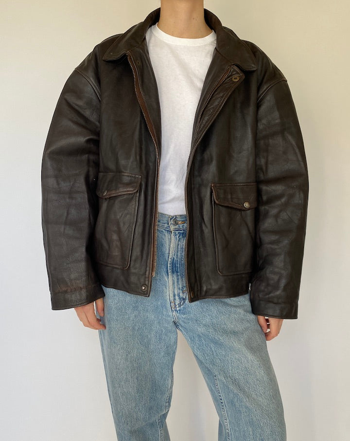 Vintage Brown Leather Jacket 5463