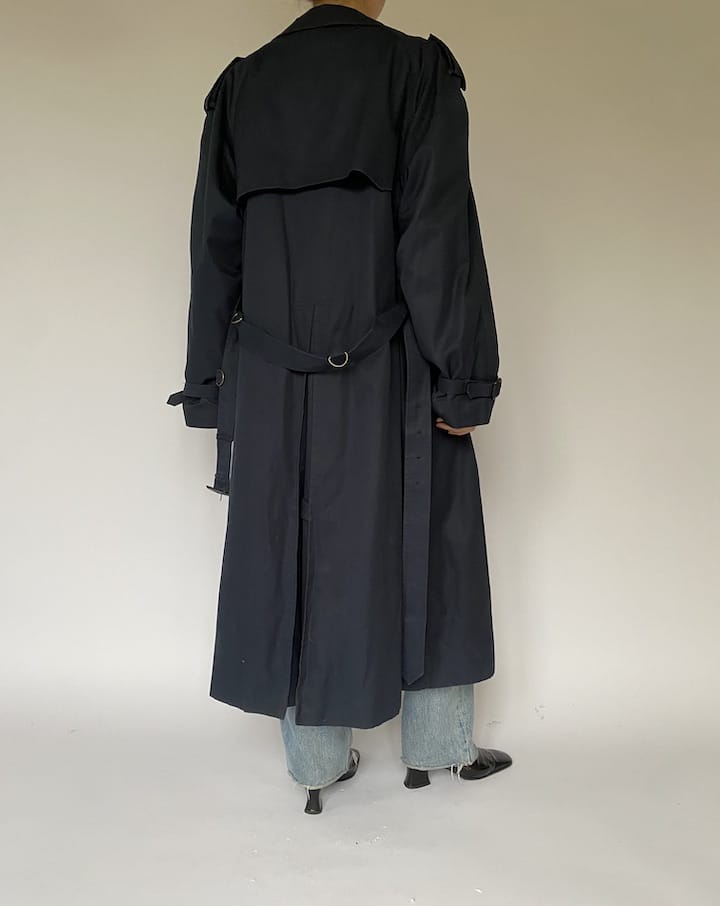 Vintage Oversized Navy Trench Coat 5154
