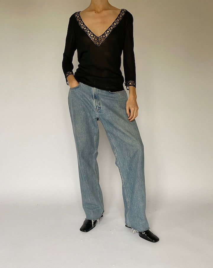Vintage Black Knit Top 5232