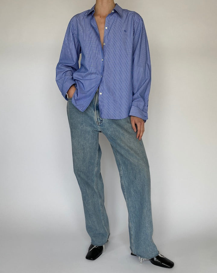 Vintage Blue and White Striped Ralph Lauren Shirt 5442