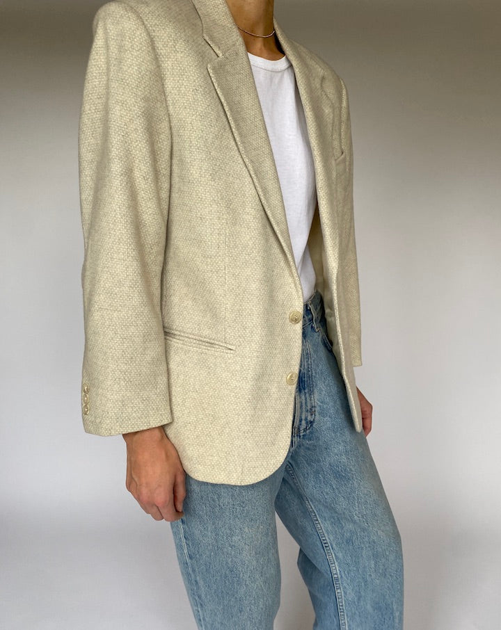 Vintage Beige Single Breasted Blazer 5326