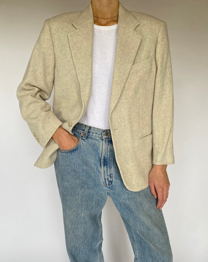 Vintage Beige Single Breasted Blazer 5326