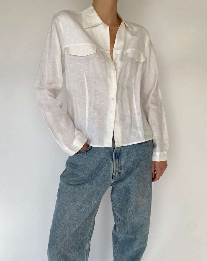 Vintage White Linen Shirt 3406