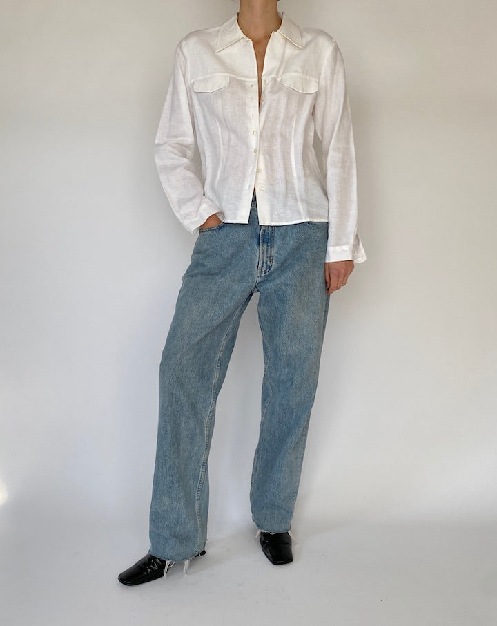 Vintage White Linen Shirt 3406