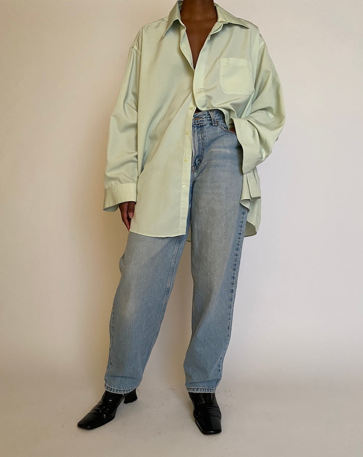 VINTAGE LIGHT GREEN OVERSIZED BUTTON DOWN SHIRT 3764