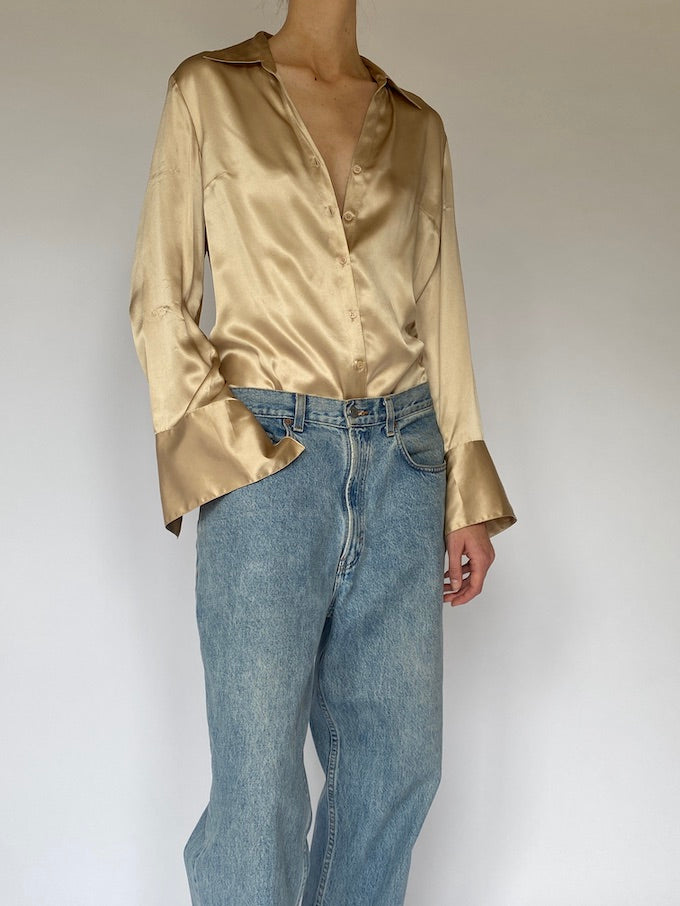 Vintage beige silk blouse 5319