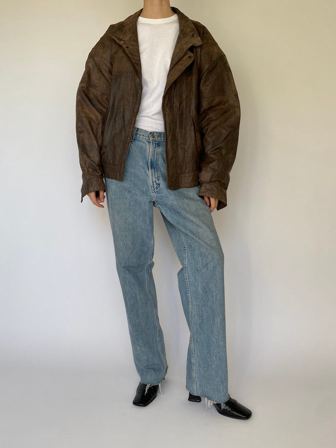 Vintage Leather Jacket In Brown 5422