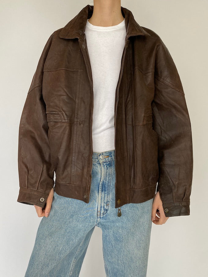 Vintage leather jacket in brown 5414