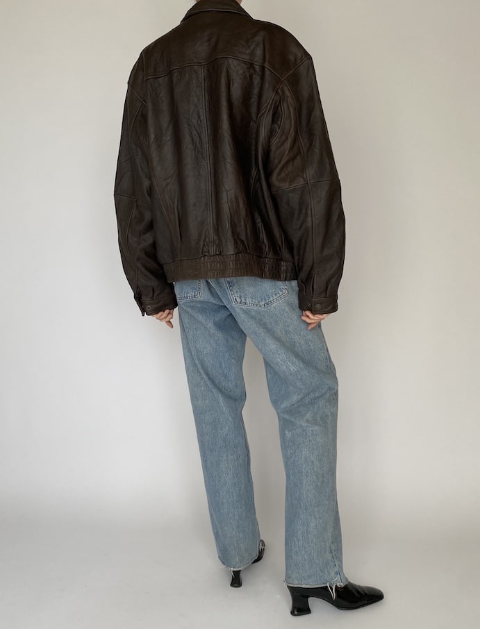 VINTAGE OVERSIZED LEATHER JACKET IN BROWN 5449