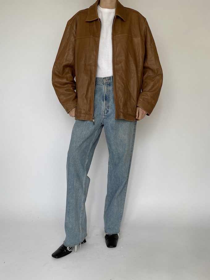 Vintage leather jacket in honey brown 5484