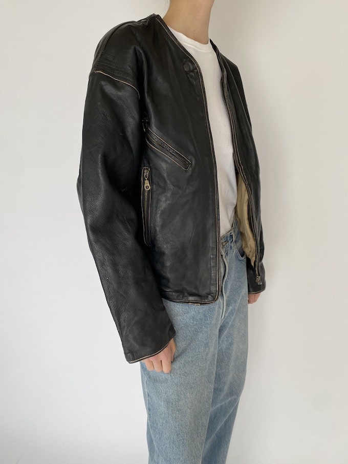 Vintage leather jacket in black 5462