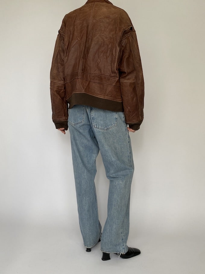 Vintage oversized leather jacket in brown 5420