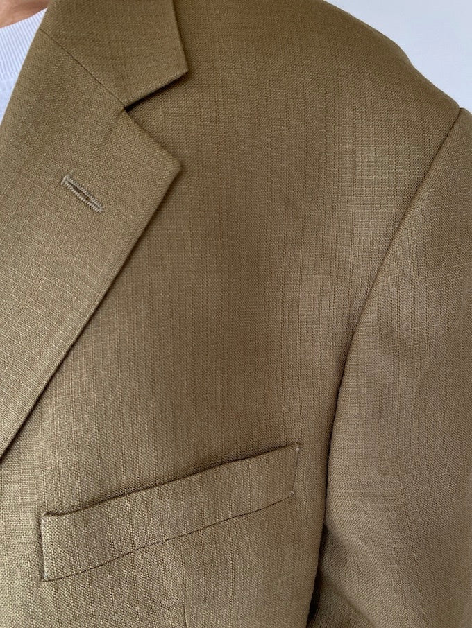 Vintage oversized silk blazer in beige by Andrew Fezza 5527