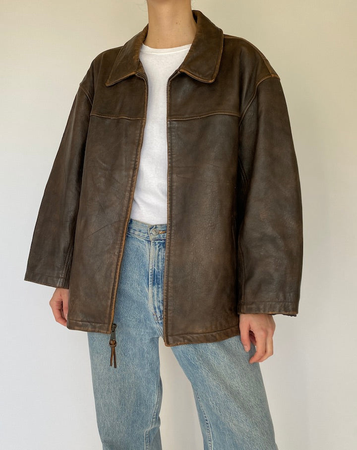 Vintage Leather Jacket in Dark Brown 5431