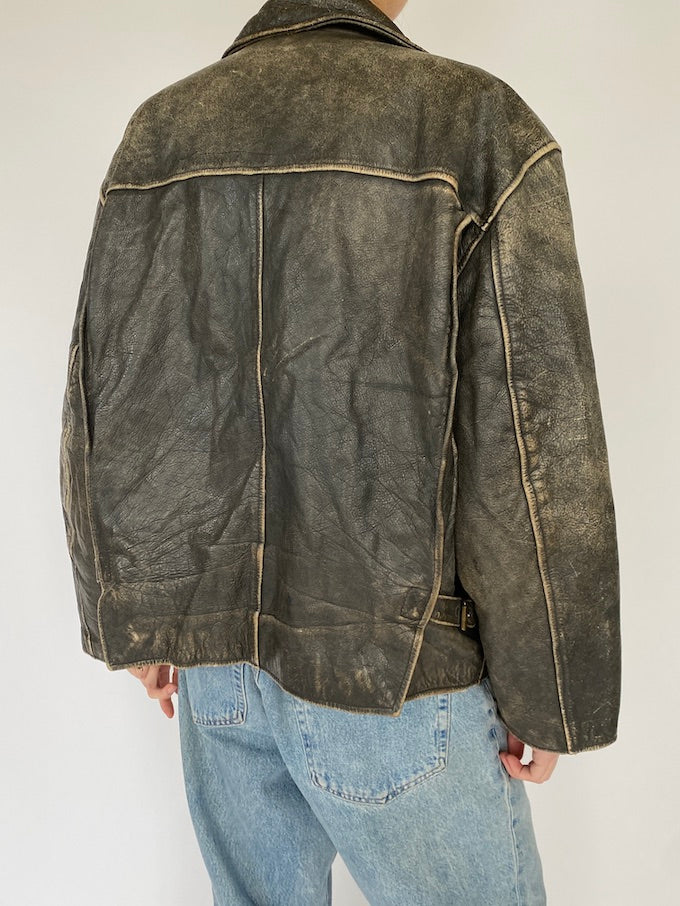 Vintage distressed leather jacket 5365