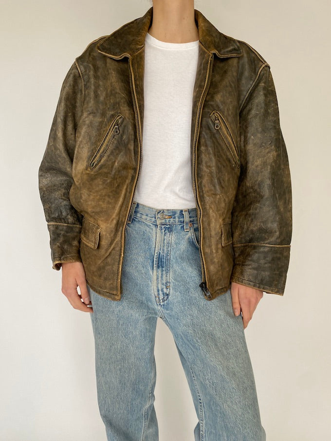 Vintage distressed leather jacket 5448
