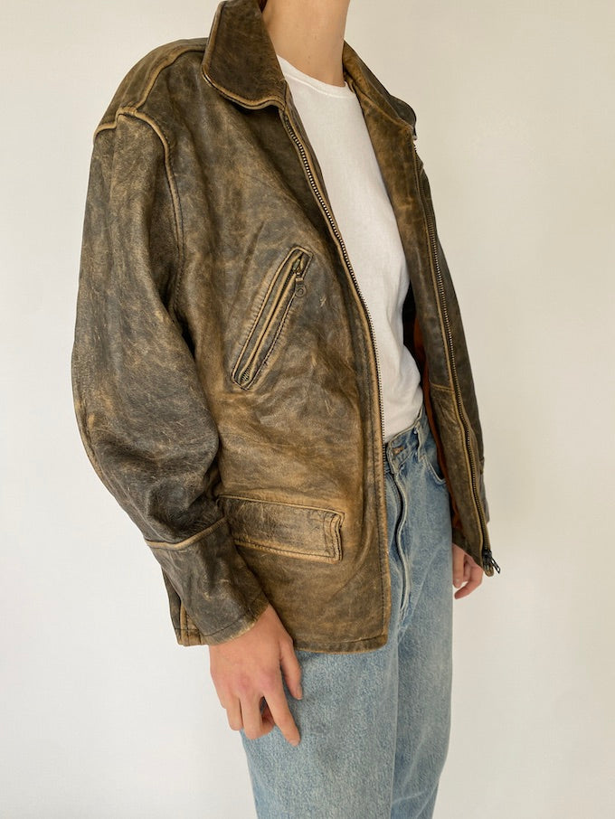 Vintage distressed leather jacket 5448