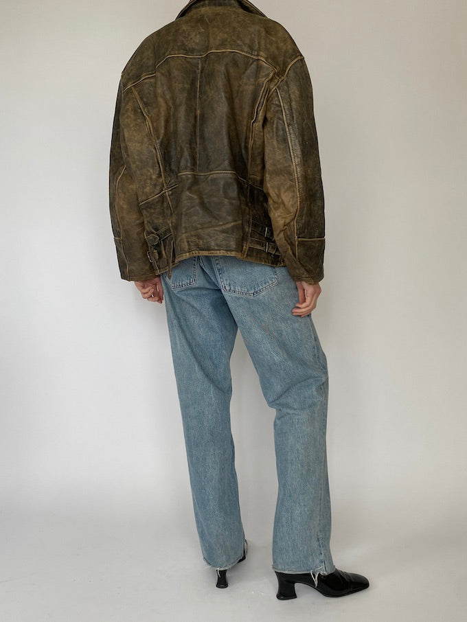 Vintage distressed leather jacket 5448