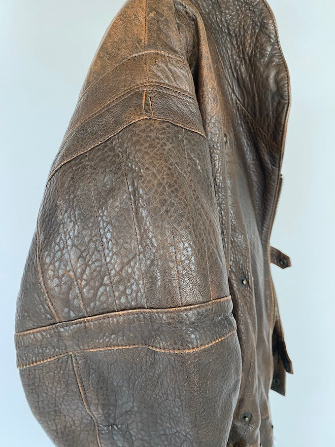 VINTAGE OVERSIZED JACKET IN A BROWN PEBBLE LEATHER 5404
