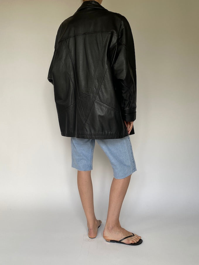 Vintage black leather jacket 4846