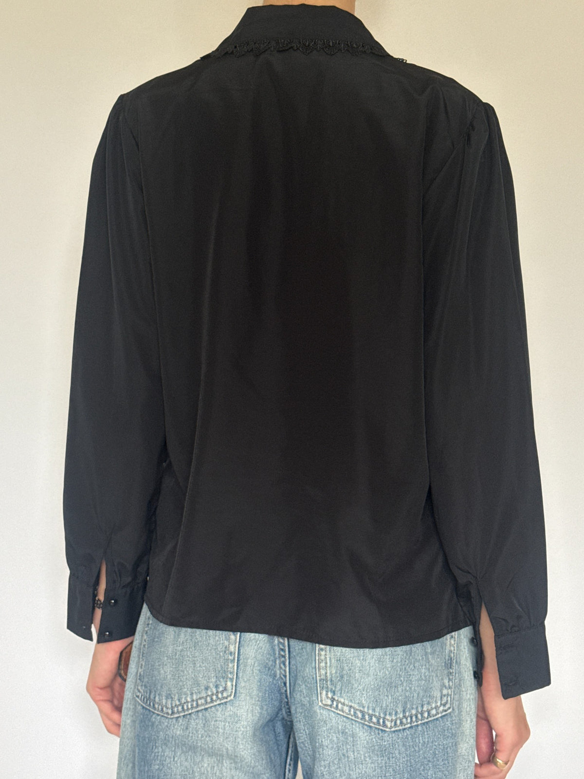 Black western-inspired lace-trim blouse view 8