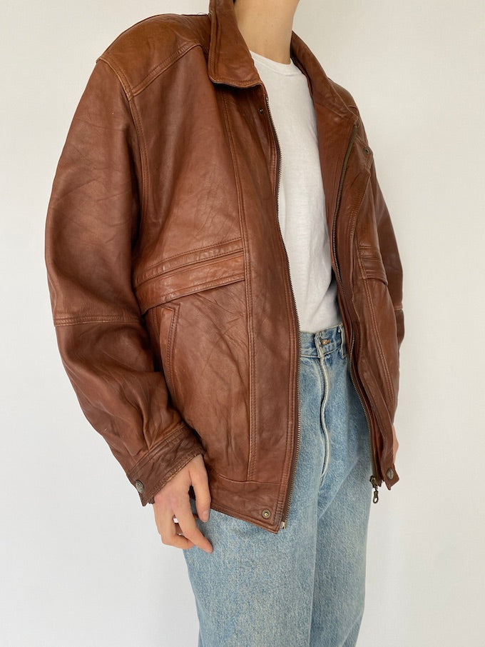 Vintage brown leather jacket 5363