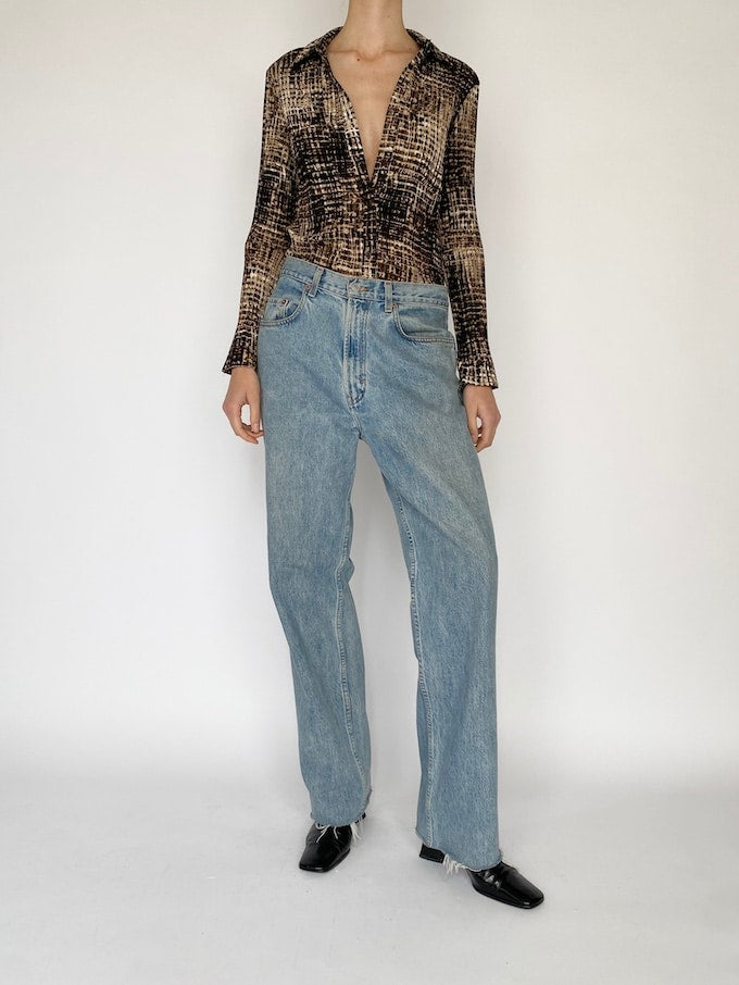 Vintage Animal Printed Blouse 3898