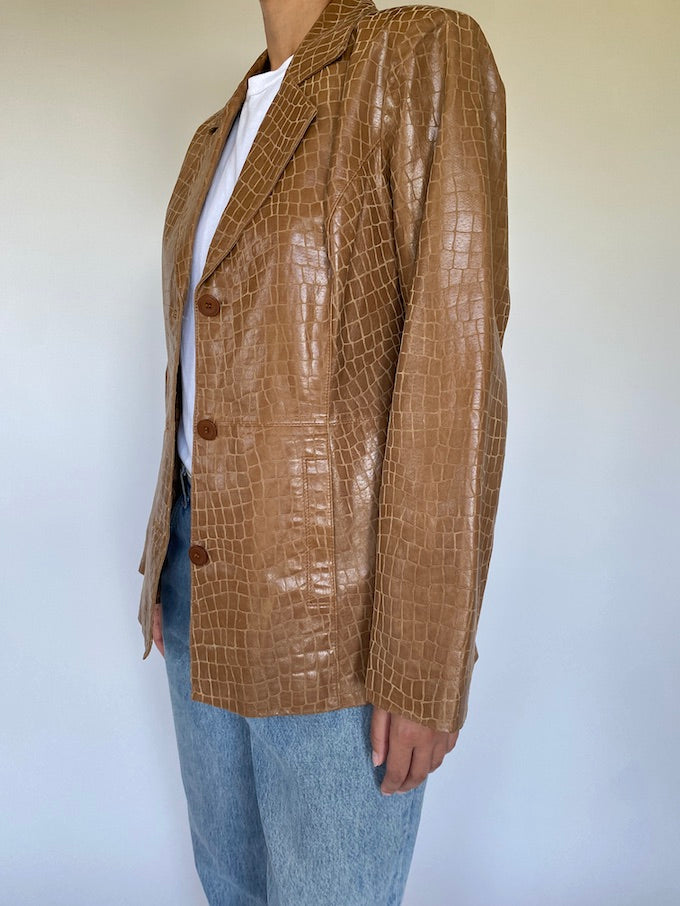Vintage embossed croc leather jacket 5649