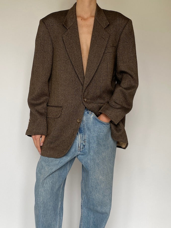 Vintage brown Oscar de la Renta wool blazer 5242