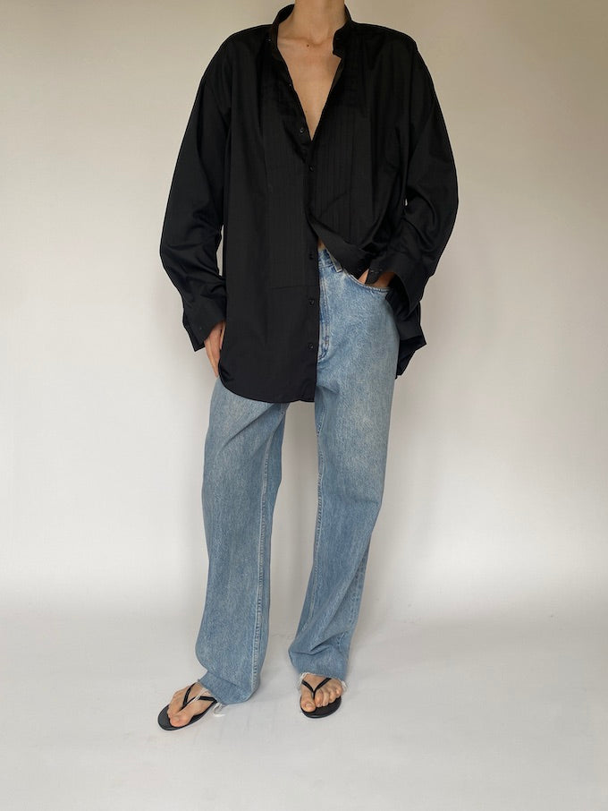 Vintage black pleated oversized shirt 5196