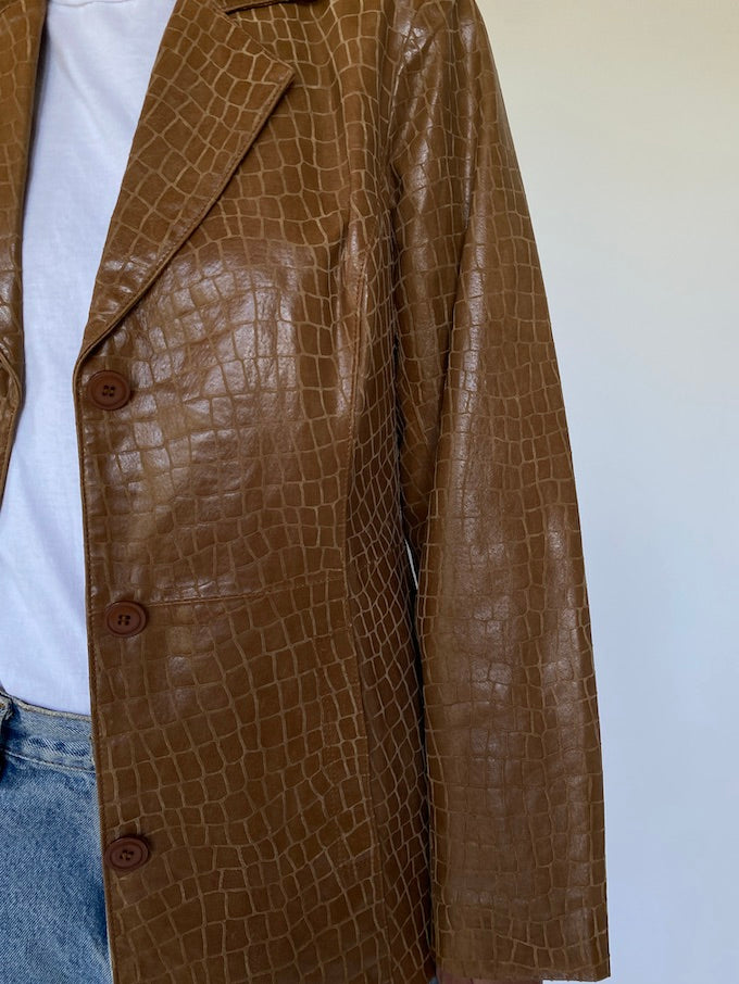 Vintage embossed croc leather jacket 5649