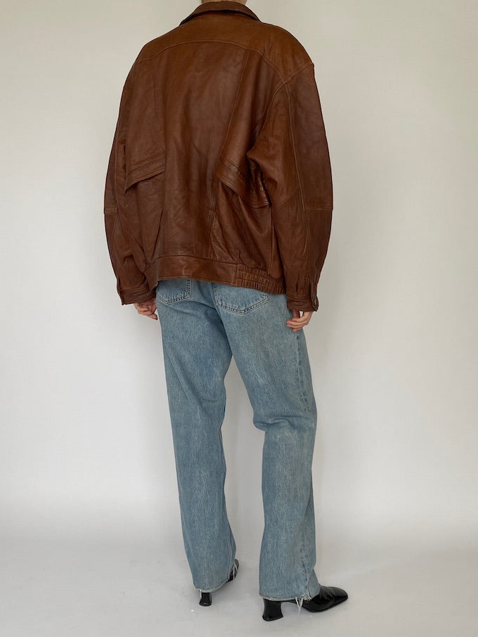 Vintage brown leather jacket 5363