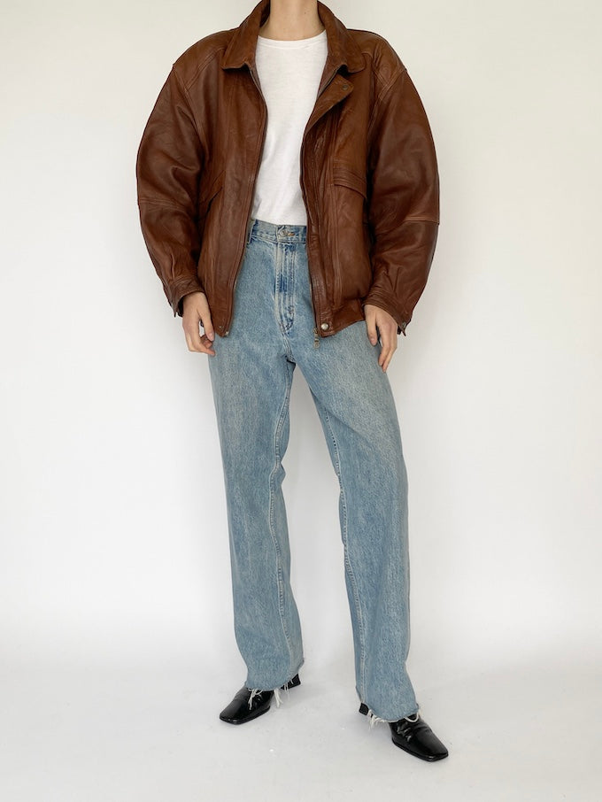 Vintage brown leather jacket 5363